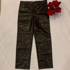 🌹 Wilfred “The Melina” Dark Brown Vegan Faux Leather Wide Leg High Rise Pants